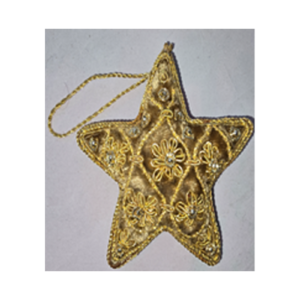 Hand Embroidery Star Beaded Padded with Satin Covering BEIGE/GOLD