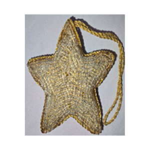 Hand Embroidery Star Beaded Padded with Satin Covering CREAM/GOLD