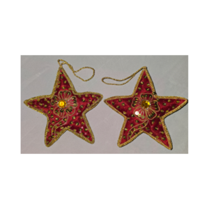Hand Embroidery Star Padded with Satin Covering RED/GOLD