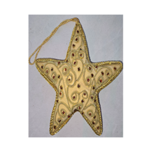 Hand Embroidery Star Beaded Padded with Satin Covering BEIGE/GOLD