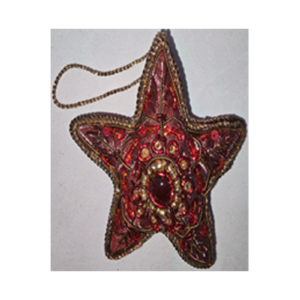 Hand Embroidery Star Beaded Padded with Satin Covering MAROON/BRONZE