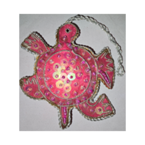 Hand Embroidery Tortoise Beaded Padded with Satin Covering PURPLE/SILVER