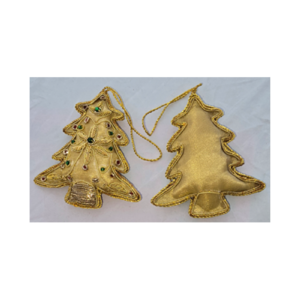 Hand Embroidery XMAS Tree Beaded Padded with Satin Covering GOLD/GOLD