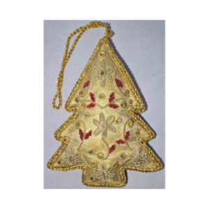 Hand Embroidery XMAS Tree Beaded Padded with Satin Covering GOLD/GOLD