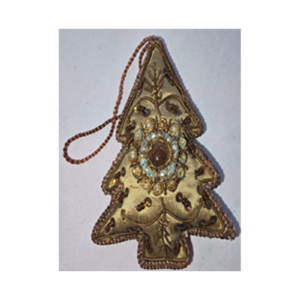 Hand Embroidery XMAS Tree Beaded Padded with Satin Covering BROWN/BRONZE