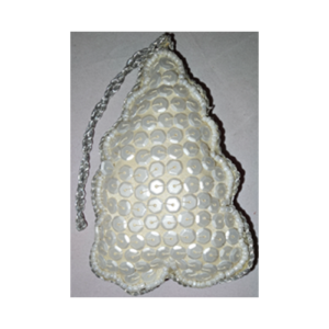 Hand Embroidery XMAS Tree Beaded Padded with Satin Covering WHITE/SILVER