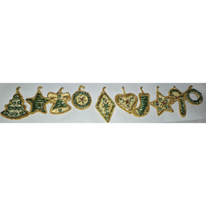 Hand Embroidery Xmas Tree Hangings - Strip of 10
