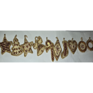 Hand Embroidery Xmas Tree Hangings - Strip of 10