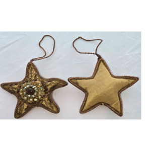 Hand Embroidery Star Beaded Padded with Satin Covering BROWN/BRONZE