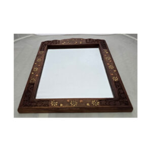 Wooden Inlay Mirror with Brass Inlay - Straight Sides
