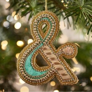 Christmas Decoration - Zari Style Embellished cool green personal alphabet letter &